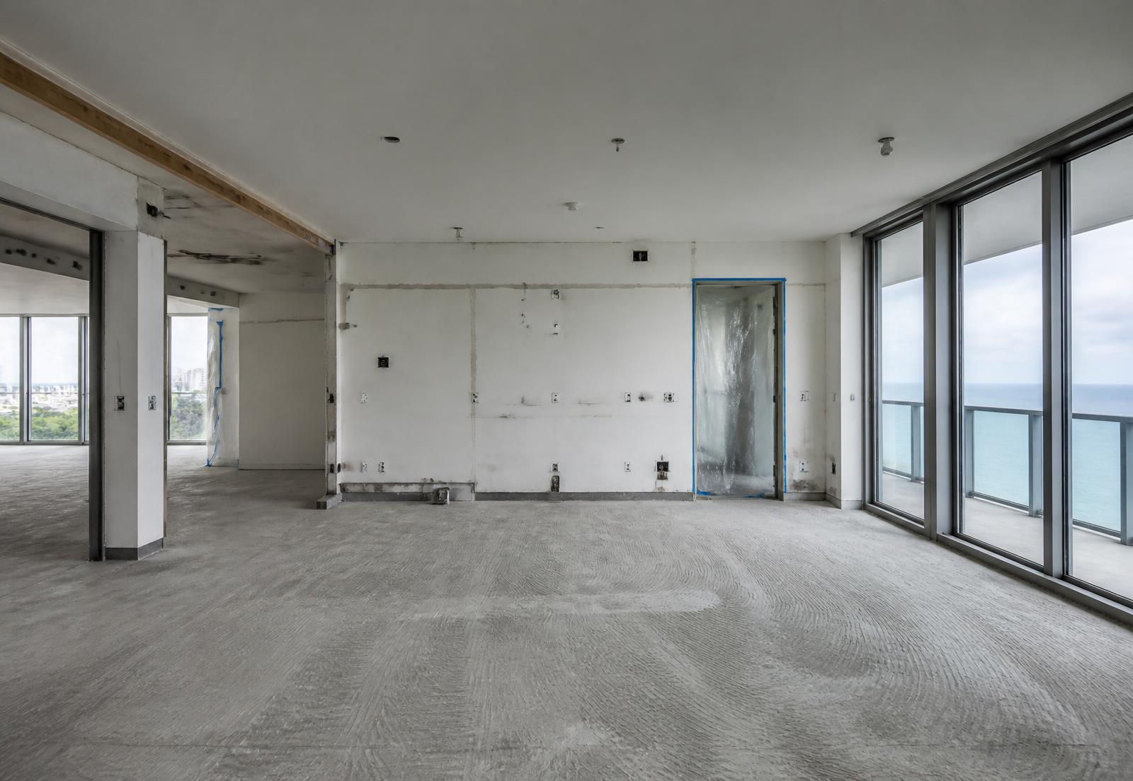 Condominium interior stripped during selective demolition